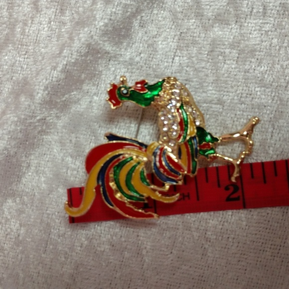 Rooster Pin Brooch Enamel and Rhinestones Sparkle Bling Collectible - Picture 8 of 8